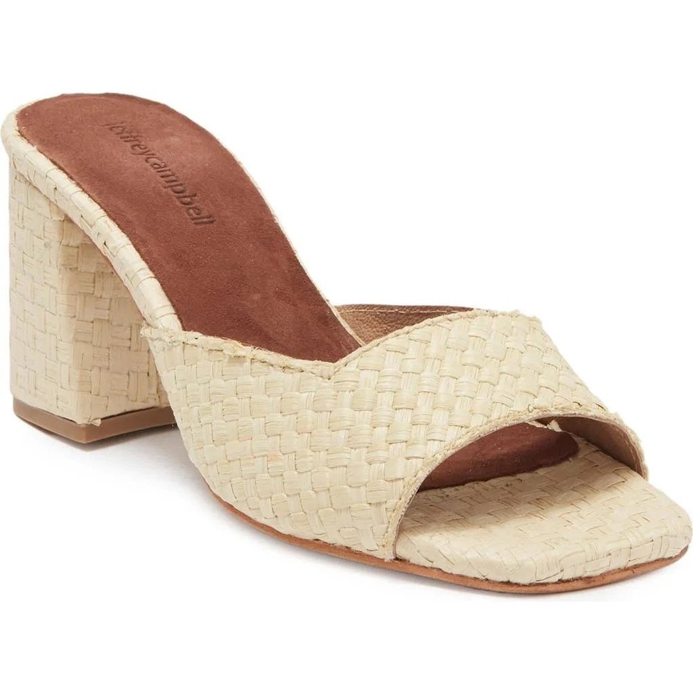 Jeffrey Campbell Crosswoven Block Heel Mule in Natural size 8